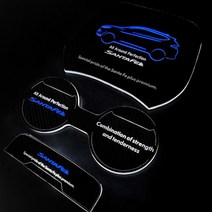 싼타페 DM LED 일러스트 카본 컵홀더도어캐치, LED도어캐치 레드