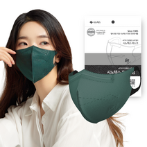 시노텍스 귀편하고 숨쉬기편한 새부리형 신소재 마스크 50매 소형 개별포장, 블루그린, 1개입