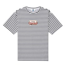 STCO 네이비 스트라이프 오버핏 PONTE 캐릭터 라운드 반팔 티셔츠 STSTB02