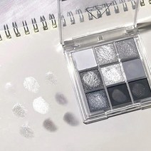 아이섀도우 9 색 블랙 스모키 쿨 톤 아이 섀도우 팔레트 금속 진주 광택 매트 실버 그레이아이섀도우 메이크업, [01] 01