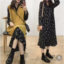 줄리엣이뽀 (당일발송) 44사이즈 파격할인 완전 빅세일 블랙 롱 쉬폰 원피스 3292