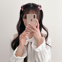 블루씨티 투리본 미니 러블리 헤어집게핀 2개