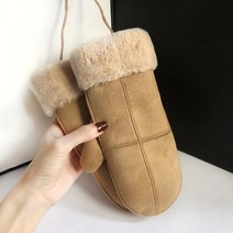 장갑 여성 겨울 귀여운 목걸이형 벙어리장갑 글러브 양털 뽀글이 안감 스웨이드 페이크레더 따뜻한 방한 캐주얼 패션