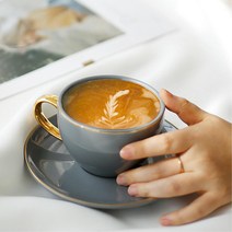 금장 도금 빈티지 커피잔 집들이 선물용 손님맞이, 다크브라운
