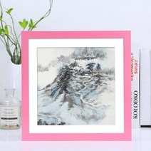 105047 그림액자 원목 그림표구 액자 동양화 필법 수공 종이공예 복자 그림액사 벽걸이 33켄트지 38cm50, 정사각형 24 인치 60.7 60.7 _로즈 레드