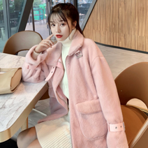 여성 밍크 에코퍼자켓 핑크 페이크 인조 퍼 자켓 반코트