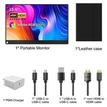 포터블모니터 미니모니터 소형 디지털 스마트 태블릿 사이니지 노트북 IOS 안드로이드 윈도우용 휴대용 PC 모니터 4K UHD 100% 어도비 RGB HDR400 프리싱크 IPS-, [04] 15.6in 4K black, [03] 미국 플매트 카펫 러그