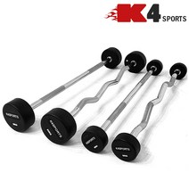 K4스포츠아몸디 고정식바벨 일체형바벨 역기바 일자바 컬바 지그재그바 고무바벨 역기봉원판(K4-108), 컬바(K4-108), 10KG