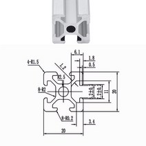 어닝레일 2040 3030 알루미늄 프로파일 100 350 400 450 500 550 600 mm 선형 레일 압출 CNC 3D 프린터 부, 01 2020_01 100mm