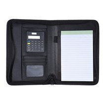 A5 A4 비즈니스 포트폴리오 Padfolio 폴더 문서 케이스 PU 가죽 지퍼가 달린 폐쇄 계산기 카드 홀더 메모, 01 A4