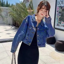 여성 데님 청 자켓 크롭 진주 장식 뒷 리본 꽃 레이스 원피스 코디