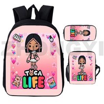 백팩 1216 Inch 3D Print Toca Boca 배낭 대용량 대학 십대 귀여운 캔버스 Bookbag Anime Toca Life World 남성 여성 Mochila