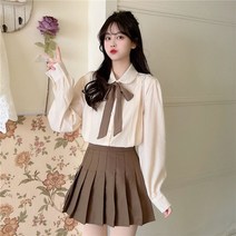 여성 봄신상 상하의세트 셔츠블라우스 스커트 넥타이 쓰리피스 S-2XL SFW