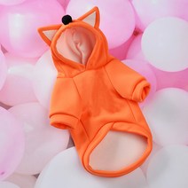 강아지 고양이 반려동물 귀여운 곰돌이 여우 마카롱 후드 티셔츠, 오렌지[여우]