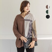 샤델 배색 차이나 블라우스