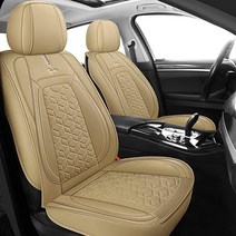 TAPHA Executive Leatherette 카시트 커버 및 쿠션 세트 통기성 방수 자동차 SUV 트럭용 범용 핏 (앞좌석 전용 블랙) (TAP-01-A1) 869161, Beige_Front Seats (2 PCS)
