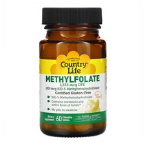 컨츄리라이프 (Country Life) 메틸엽산 800mcg 영양제 1병 60개 츄어블 오렌지맛, 60정