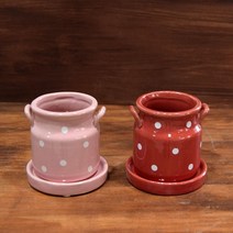 GSN309140모던 컬러 도기화분 유광도트 7x8cm, 핑크