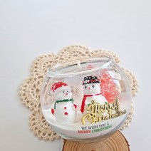 (눈사람)(수반용기*2개)크리스마스 캔들 양초 젤캔들 만들기 키트, 레몬라벤더, 블루