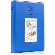 저무리 미니앨범 5.5 인치 64 포켓 포토 카드 바인더 가죽 사진 사진 케이스 폴라로이드 필름 보관, 1pcs 딥 블루