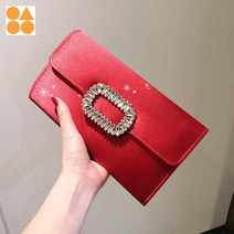 새틴백 클러치 큐빅 실크 사각 여성 가방