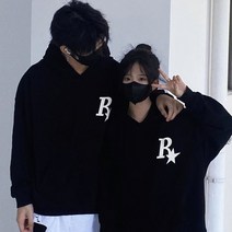 R별 후드 맨투맨 남미국식 하이 스트리트 봄가을 커플 루즈핏 국후드 코트 발렌타인 선물
