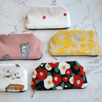 [DIY키트 패키지] (실바늘포함)(5개세트) 삼각바닥 화장품파우치 만들기세트, 사과