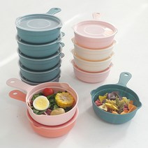 올리오 드라마 먹방 캠핑 그릇 손잡이 앞접시 세트 몸체10개+뚜껑10개, 인디핑크