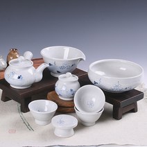 고백자 매화 3인 다기 종합세트