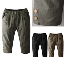 애니진 여성용 6부 린넨 마단추 밴딩팬츠