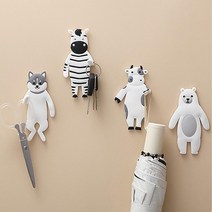 다용도 애니멀 인테리어 부착식 후크 걸이, 1개, 곰