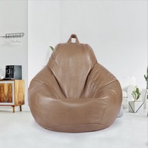 LUCKYSAC 1인용 가죽빈백 소파 스툴, 빈백-블랙