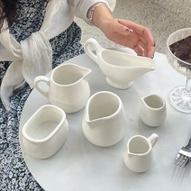 도자기저그 시럽 크리머 세라믹 커피 설탕 핸들 우유 피쳐 소스, 8온스 주둥이주전자 270ml