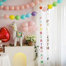 [파티조엘] 플라워 레터링 행잉가랜드_4컬러_꽃과 HBD의 귀여운 행잉 생일파티, 로즈골드