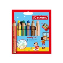 (사은품 증정)스타빌로 우디 3in1 색연필 6색 세트(샤프너 포함)