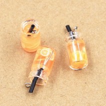 매력 과일 오렌지 사과 딸기 레몬 주스 펜던트 공예 만들기 결과 수제 보석 DIY 귀걸이 목걸이 10개