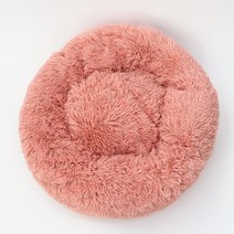 세리냥 고양이 도넛 숨숨 장모 원형 방석 쿠션 침대, 딥핑크