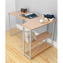 공부방 L자 라운딩 선반 코너책상 기역자 ㄱ자형책상, 심플 L형 책상 화이트