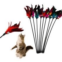 뷰티앤펫 컬러깃털 고양이 낚시대 장난감, 1개, 랜덤발송