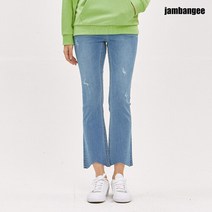 잠뱅이 여성 바이오스톤 탈색구제 밑단변형 컷팅 슬림 부츠컷 데님 AK1DNE62-LB