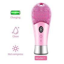 전기 페이셜 클렌저 실리콘 클렌징 브러시 페이스 모공 딥 블랙 헤드 메이크업 리무버 포밍 마사지, 09 heating pink