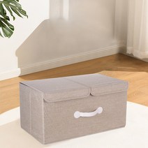 하스몰 더블커버 대용량 의류 공간정리 폴딩수납 리빙박스, 카키베이지, 1개