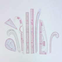 패턴제도 그레이딩 암홀 삼각축도 곡선 물방울 자 9종류, 1 직각곡선그레이딩자