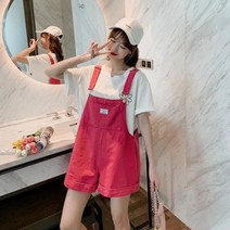 여성 와이드 팬츠 멜빵 팬츠 루즈핏