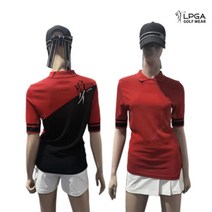 LPGA 골프 웨어 여성 등판 로고 5부 소매 반팔 니트 티셔츠 L221KT601P