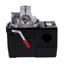 5-8KG 4 포트 26 AMP 압력 스위치 제어 밸브 공기 압축기 헤비 듀티 블랙 자동 압력 컨트롤러, 하나, 블랙 & 실버