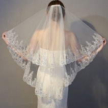 웨딩 면사포 베일 머리띠 초커 웨딩베일 2단