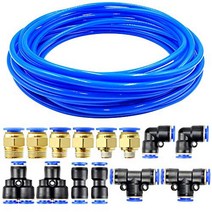 Tailonz Pneumatic 10mm OD 6.5mm ID Polyurethane PU Air Hose Pipe Tube Kit 10 Meter 32.8ft null, Blue
