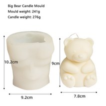 향초만들기3D 올빼미 촛불 금형 실리콘 곰 팡이 만들기 DIY 수 제 지 석고 왁 스 도구 용품, 11 Bear-L