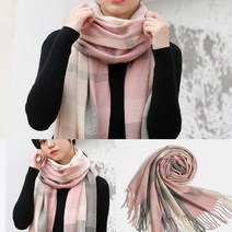 체크 머플러(핑크그레이) 체크머플러 50대여성머플러 머플러선물